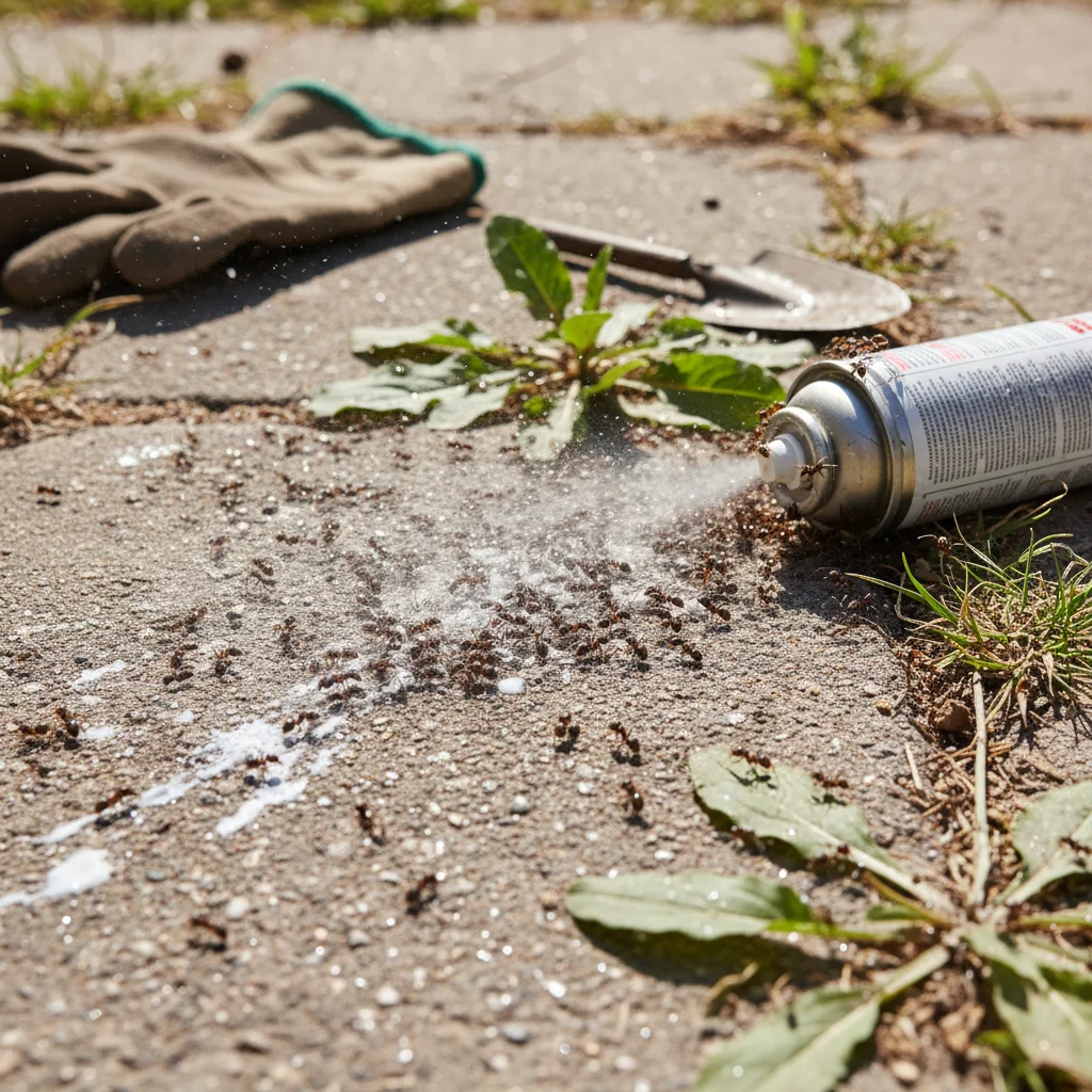 Argentine ants scattering due to improper contact spray application.
