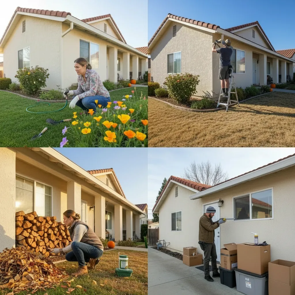 Homeowners inspecting a house for pests across different seasons and following a pest prevention checklist Tracy CA following pest conrtol treatments.