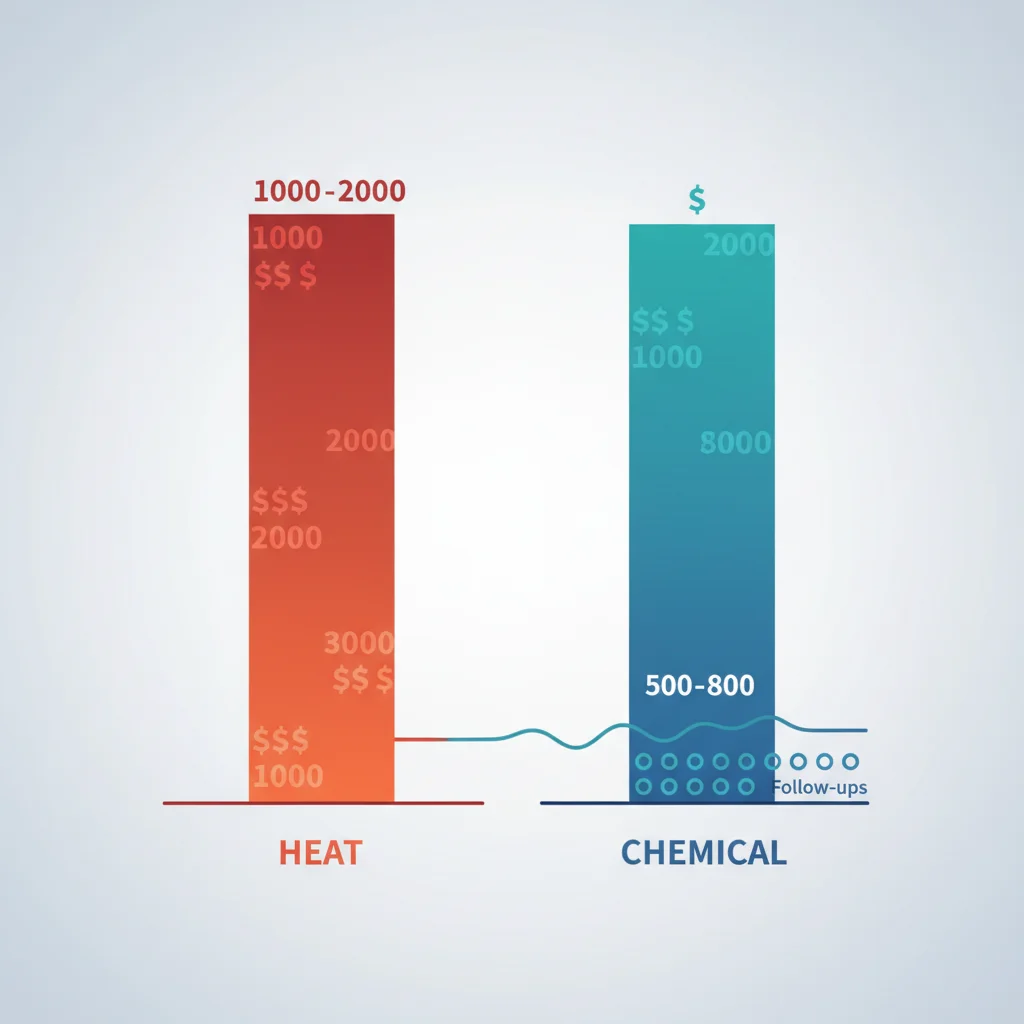 Comparison chart of heat and chemical treatment costs.