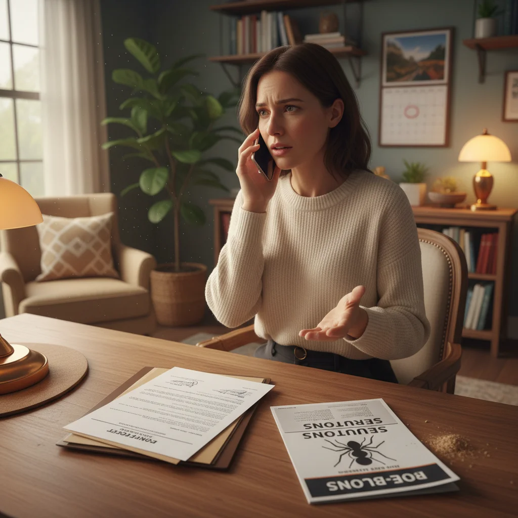 Homeowner contacting pest control company via phone after home offer.